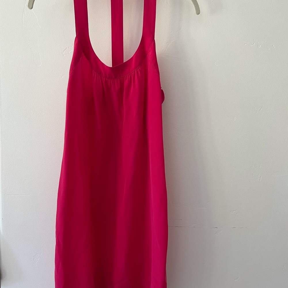 Silk cranberry pink mini dress